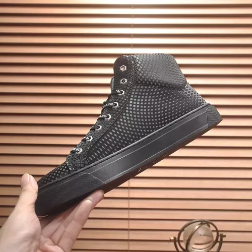 Cheap Philipp Plein PP High Tops Shoes For Men #1381447 Replica Wholesale [$88.00 USD] [ITEM#1381447] on Replica Philipp Plein PP High Tops Shoes
