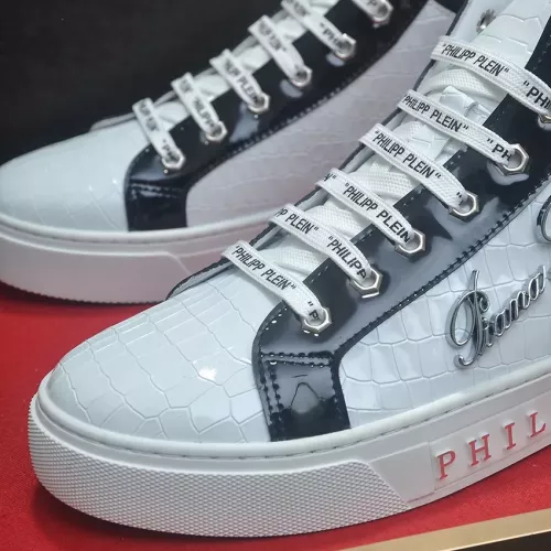 Cheap Philipp Plein PP High Tops Shoes For Men #1381448 Replica Wholesale [$88.00 USD] [ITEM#1381448] on Replica Philipp Plein PP High Tops Shoes