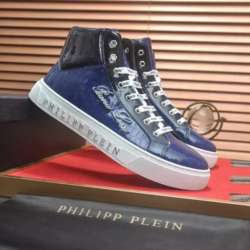 Cheap Philipp Plein PP High Tops Shoes For Men #1381449 Replica Wholesale [$88.00 USD] [ITEM#1381449] on Replica Philipp Plein PP High Tops Shoes