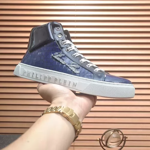 Cheap Philipp Plein PP High Tops Shoes For Men #1381449 Replica Wholesale [$88.00 USD] [ITEM#1381449] on Replica Philipp Plein PP High Tops Shoes