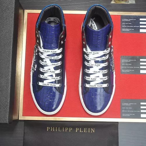 Cheap Philipp Plein PP High Tops Shoes For Men #1381449 Replica Wholesale [$88.00 USD] [ITEM#1381449] on Replica Philipp Plein PP High Tops Shoes