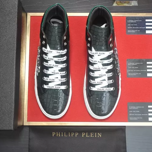 Cheap Philipp Plein PP High Tops Shoes For Men #1381450 Replica Wholesale [$88.00 USD] [ITEM#1381450] on Replica Philipp Plein PP High Tops Shoes