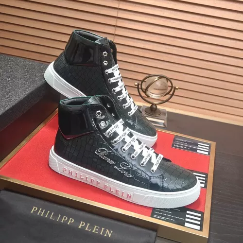 Cheap Philipp Plein PP High Tops Shoes For Men #1381450 Replica Wholesale [$88.00 USD] [ITEM#1381450] on Replica Philipp Plein PP High Tops Shoes