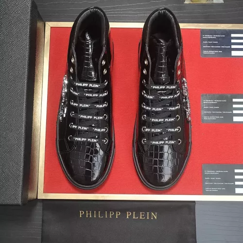Cheap Philipp Plein PP High Tops Shoes For Men #1381451 Replica Wholesale [$88.00 USD] [ITEM#1381451] on Replica Philipp Plein PP High Tops Shoes