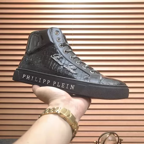 Cheap Philipp Plein PP High Tops Shoes For Men #1381451 Replica Wholesale [$88.00 USD] [ITEM#1381451] on Replica Philipp Plein PP High Tops Shoes