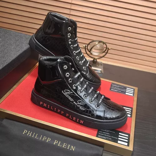 Cheap Philipp Plein PP High Tops Shoes For Men #1381451 Replica Wholesale [$88.00 USD] [ITEM#1381451] on Replica Philipp Plein PP High Tops Shoes