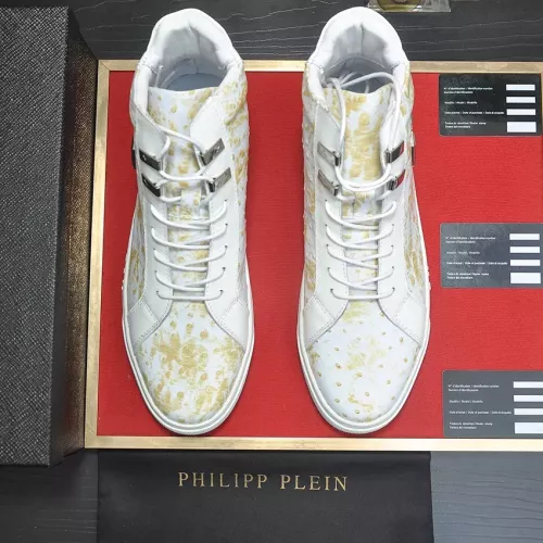Cheap Philipp Plein PP High Tops Shoes For Men #1381452 Replica Wholesale [$92.00 USD] [ITEM#1381452] on Replica Philipp Plein PP High Tops Shoes