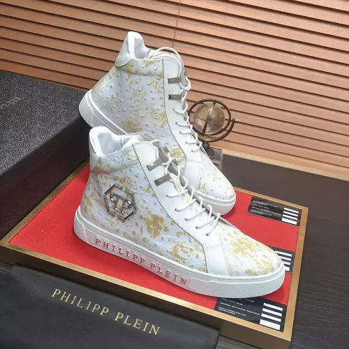 Cheap Philipp Plein PP High Tops Shoes For Men #1381452 Replica Wholesale [$92.00 USD] [ITEM#1381452] on Replica Philipp Plein PP High Tops Shoes