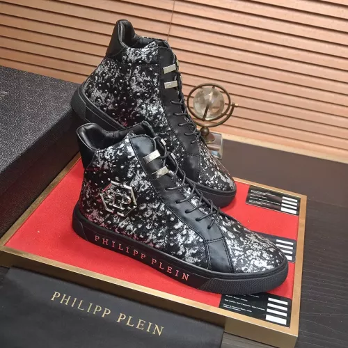 Cheap Philipp Plein PP High Tops Shoes For Men #1381453 Replica Wholesale [$92.00 USD] [ITEM#1381453] on Replica Philipp Plein PP High Tops Shoes