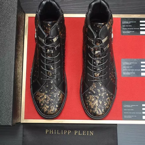 Cheap Philipp Plein PP High Tops Shoes For Men #1381454 Replica Wholesale [$92.00 USD] [ITEM#1381454] on Replica Philipp Plein PP High Tops Shoes