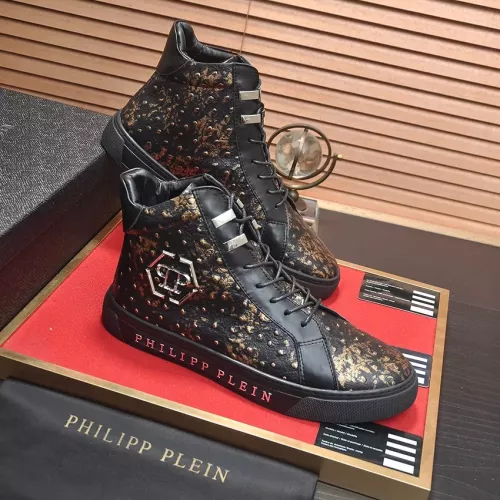 Cheap Philipp Plein PP High Tops Shoes For Men #1381454 Replica Wholesale [$92.00 USD] [ITEM#1381454] on Replica Philipp Plein PP High Tops Shoes