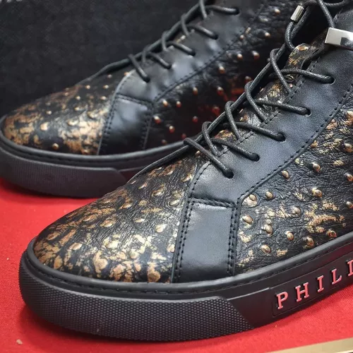 Cheap Philipp Plein PP High Tops Shoes For Men #1381454 Replica Wholesale [$92.00 USD] [ITEM#1381454] on Replica Philipp Plein PP High Tops Shoes