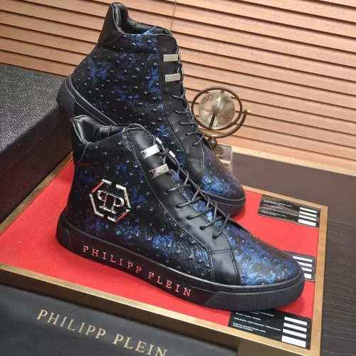 Cheap Philipp Plein PP High Tops Shoes For Men #1381455 Replica Wholesale [$92.00 USD] [ITEM#1381455] on Replica Philipp Plein PP High Tops Shoes