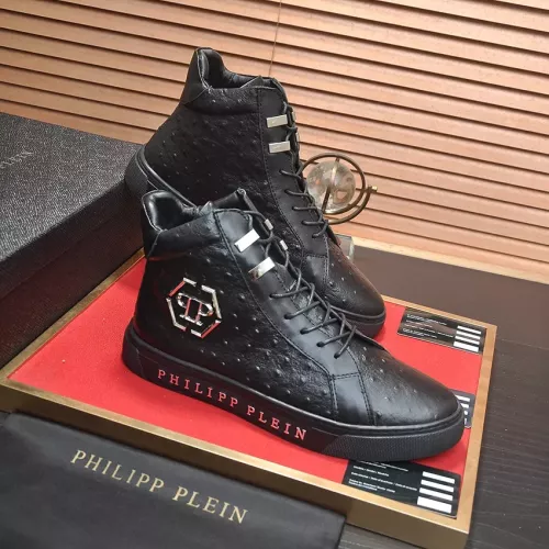 Cheap Philipp Plein PP High Tops Shoes For Men #1381456 Replica Wholesale [$92.00 USD] [ITEM#1381456] on Replica Philipp Plein PP High Tops Shoes