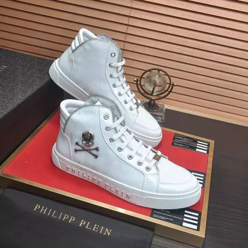 Cheap Philipp Plein PP High Tops Shoes For Men #1381457 Replica Wholesale [$92.00 USD] [ITEM#1381457] on Replica Philipp Plein PP High Tops Shoes