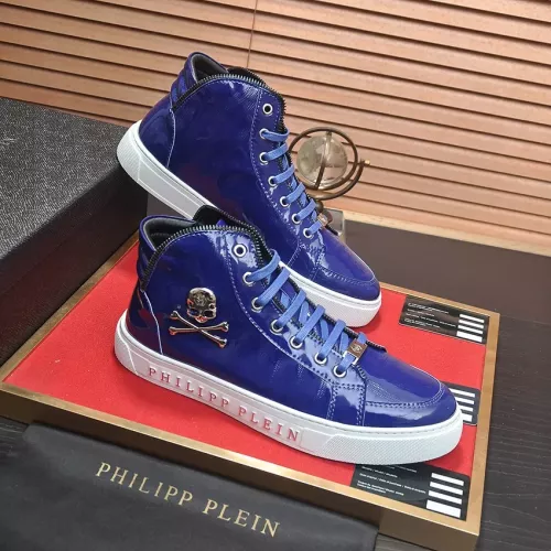 Cheap Philipp Plein PP High Tops Shoes For Men #1381458 Replica Wholesale [$92.00 USD] [ITEM#1381458] on Replica Philipp Plein PP High Tops Shoes