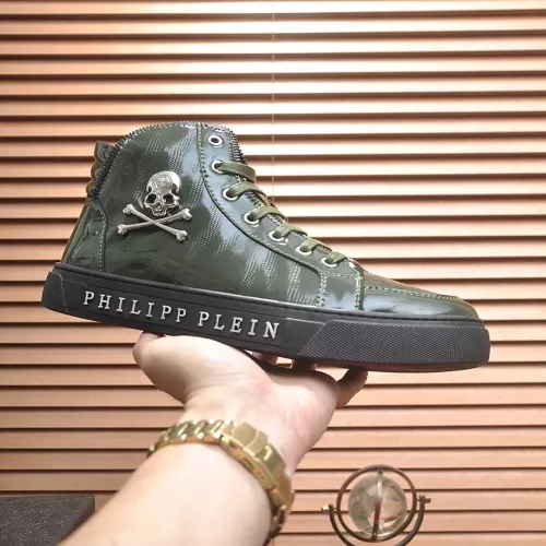 Cheap Philipp Plein PP High Tops Shoes For Men #1381459 Replica Wholesale [$92.00 USD] [ITEM#1381459] on Replica Philipp Plein PP High Tops Shoes