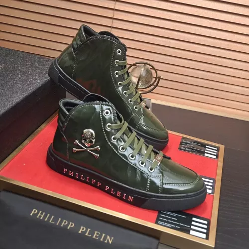 Cheap Philipp Plein PP High Tops Shoes For Men #1381459 Replica Wholesale [$92.00 USD] [ITEM#1381459] on Replica Philipp Plein PP High Tops Shoes