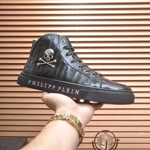 Cheap Philipp Plein PP High Tops Shoes For Men #1381460 Replica Wholesale [$92.00 USD] [ITEM#1381460] on Replica Philipp Plein PP High Tops Shoes