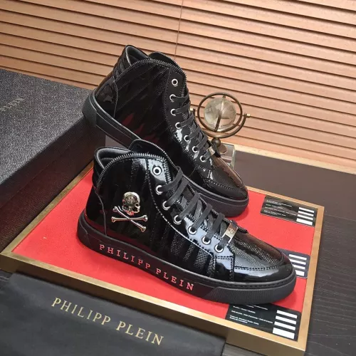 Cheap Philipp Plein PP High Tops Shoes For Men #1381460 Replica Wholesale [$92.00 USD] [ITEM#1381460] on Replica Philipp Plein PP High Tops Shoes