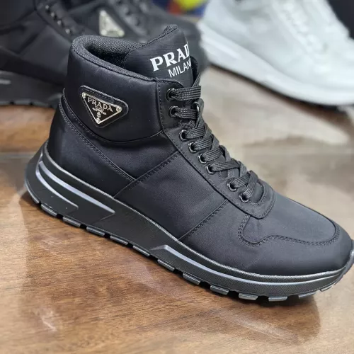 Cheap Prada High Top Shoes For Men #1381670 Replica Wholesale [$98.00 USD] [ITEM#1381670] on Replica Prada High Top Shoes