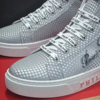 Cheap Philipp Plein PP High Tops Shoes For Men #1381446 Replica Wholesale [$88.00 USD] [ITEM#1381446] on Replica Philipp Plein PP High Tops Shoes