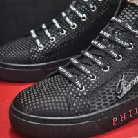 Cheap Philipp Plein PP High Tops Shoes For Men #1381447 Replica Wholesale [$88.00 USD] [ITEM#1381447] on Replica Philipp Plein PP High Tops Shoes