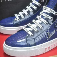 Cheap Philipp Plein PP High Tops Shoes For Men #1381449 Replica Wholesale [$88.00 USD] [ITEM#1381449] on Replica Philipp Plein PP High Tops Shoes