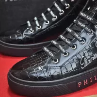 Cheap Philipp Plein PP High Tops Shoes For Men #1381451 Replica Wholesale [$88.00 USD] [ITEM#1381451] on Replica Philipp Plein PP High Tops Shoes