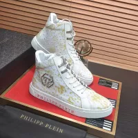 Cheap Philipp Plein PP High Tops Shoes For Men #1381452 Replica Wholesale [$92.00 USD] [ITEM#1381452] on Replica Philipp Plein PP High Tops Shoes