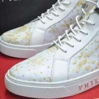 Cheap Philipp Plein PP High Tops Shoes For Men #1381452 Replica Wholesale [$92.00 USD] [ITEM#1381452] on Replica Philipp Plein PP High Tops Shoes