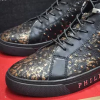 Cheap Philipp Plein PP High Tops Shoes For Men #1381454 Replica Wholesale [$92.00 USD] [ITEM#1381454] on Replica Philipp Plein PP High Tops Shoes