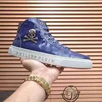 Cheap Philipp Plein PP High Tops Shoes For Men #1381458 Replica Wholesale [$92.00 USD] [ITEM#1381458] on Replica Philipp Plein PP High Tops Shoes