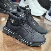 Cheap Prada High Top Shoes For Men #1381670 Replica Wholesale [$98.00 USD] [ITEM#1381670] on Replica Prada High Top Shoes