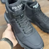 Cheap Prada High Top Shoes For Men #1381670 Replica Wholesale [$98.00 USD] [ITEM#1381670] on Replica Prada High Top Shoes