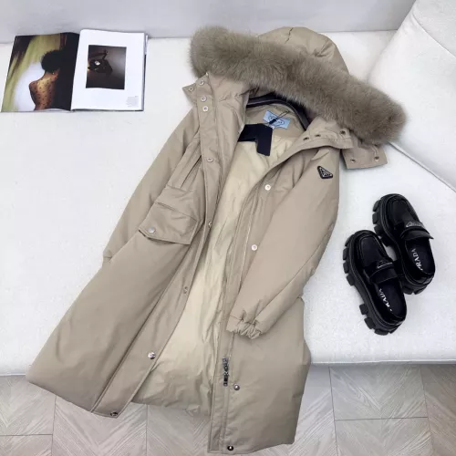 Cheap Prada Down Feather Coat Long Sleeved For Women #1383808 Replica Wholesale [$257.85 USD] [ITEM#1383808] on Replica Prada Down Feather Coat