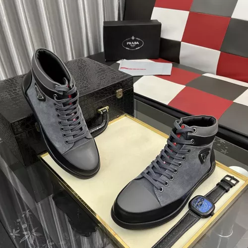 Cheap Prada High Top Shoes For Men #1387865 Replica Wholesale [$88.00 USD] [ITEM#1387865] on Replica Prada High Top Shoes