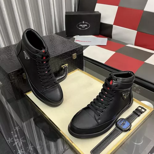 Cheap Prada High Top Shoes For Men #1387866 Replica Wholesale [$88.00 USD] [ITEM#1387866] on Replica Prada High Top Shoes