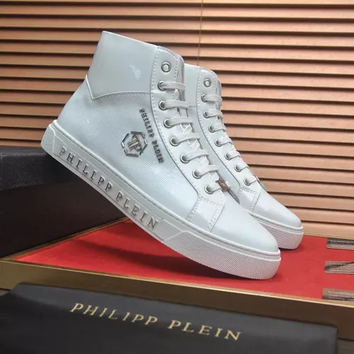 Cheap Philipp Plein PP High Tops Shoes For Men #1387888 Replica Wholesale [$92.00 USD] [ITEM#1387888] on Replica Philipp Plein PP High Tops Shoes