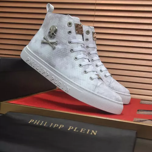 Cheap Philipp Plein PP High Tops Shoes For Men #1387896 Replica Wholesale [$92.00 USD] [ITEM#1387896] on Replica Philipp Plein PP High Tops Shoes