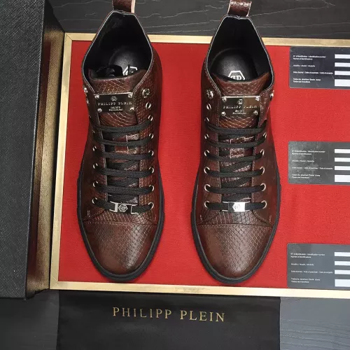 Cheap Philipp Plein PP High Tops Shoes For Men #1387900 Replica Wholesale [$92.00 USD] [ITEM#1387900] on Replica Philipp Plein PP High Tops Shoes