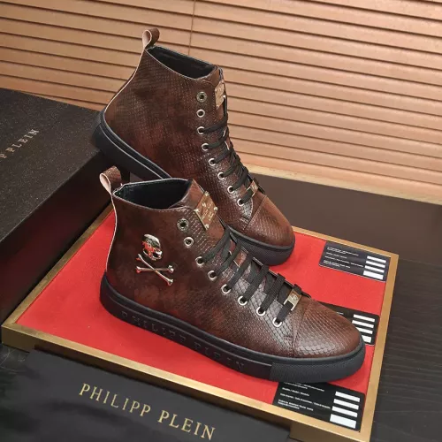Cheap Philipp Plein PP High Tops Shoes For Men #1387900 Replica Wholesale [$92.00 USD] [ITEM#1387900] on Replica Philipp Plein PP High Tops Shoes