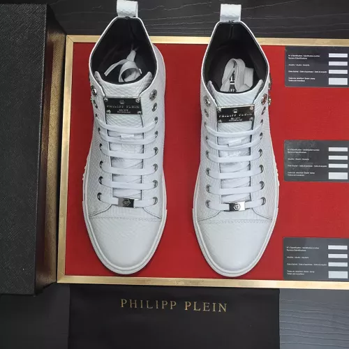 Cheap Philipp Plein PP High Tops Shoes For Men #1387901 Replica Wholesale [$92.00 USD] [ITEM#1387901] on Replica Philipp Plein PP High Tops Shoes