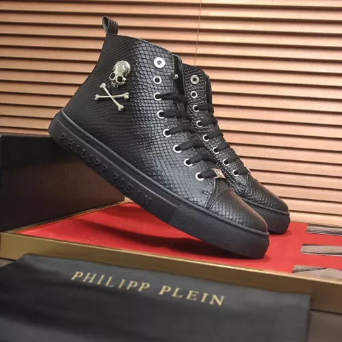 Cheap Philipp Plein PP High Tops Shoes For Men #1387903 Replica Wholesale [$92.00 USD] [ITEM#1387903] on Replica Philipp Plein PP High Tops Shoes