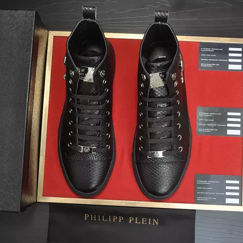 Cheap Philipp Plein PP High Tops Shoes For Men #1387903 Replica Wholesale [$92.00 USD] [ITEM#1387903] on Replica Philipp Plein PP High Tops Shoes