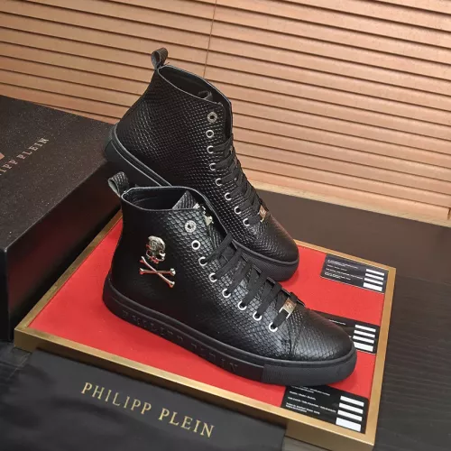 Cheap Philipp Plein PP High Tops Shoes For Men #1387903 Replica Wholesale [$92.00 USD] [ITEM#1387903] on Replica Philipp Plein PP High Tops Shoes