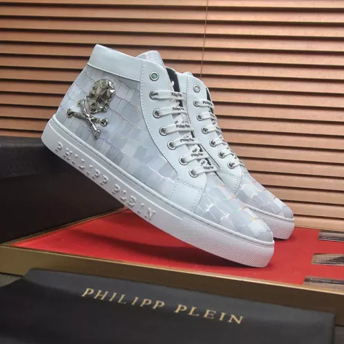 Cheap Philipp Plein PP High Tops Shoes For Men #1387906 Replica Wholesale [$92.00 USD] [ITEM#1387906] on Replica Philipp Plein PP High Tops Shoes