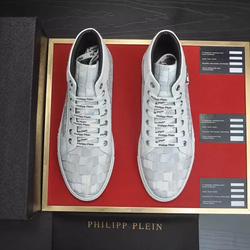 Cheap Philipp Plein PP High Tops Shoes For Men #1387906 Replica Wholesale [$92.00 USD] [ITEM#1387906] on Replica Philipp Plein PP High Tops Shoes