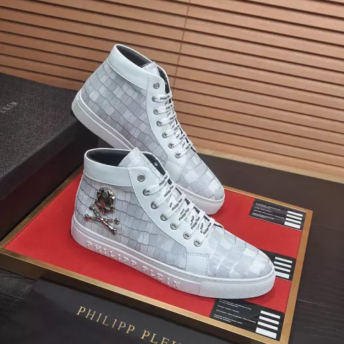 Cheap Philipp Plein PP High Tops Shoes For Men #1387906 Replica Wholesale [$92.00 USD] [ITEM#1387906] on Replica Philipp Plein PP High Tops Shoes