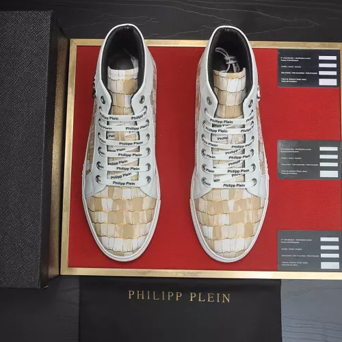 Cheap Philipp Plein PP High Tops Shoes For Men #1387907 Replica Wholesale [$92.00 USD] [ITEM#1387907] on Replica Philipp Plein PP High Tops Shoes